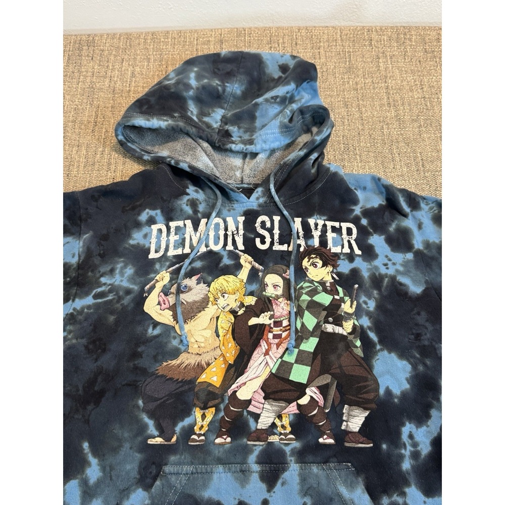 Demon Slayer Kimetsu No Yiaba Group Tie Dye Hoodie in Blue Black Men's XS